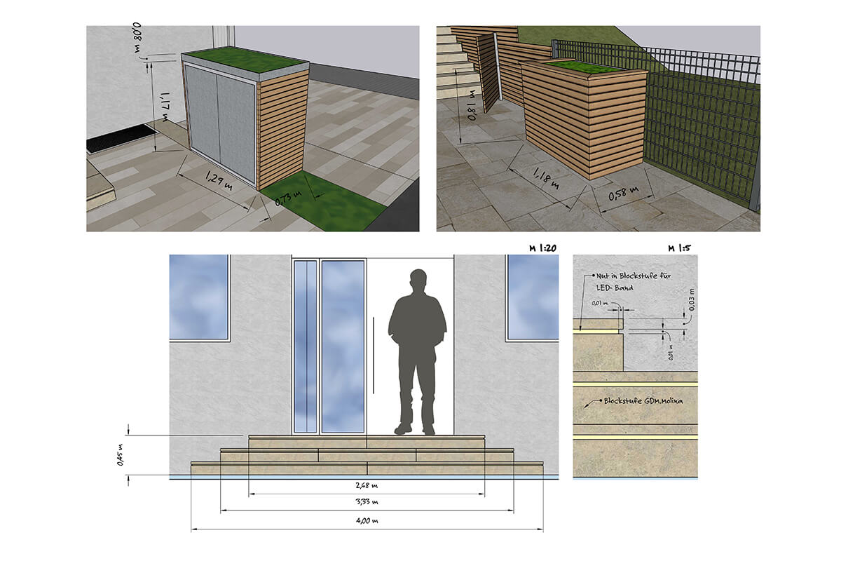 Visualisierung eines Raum für Mülltonnen welcher begrünt ist - Projekt 1 Bild 5